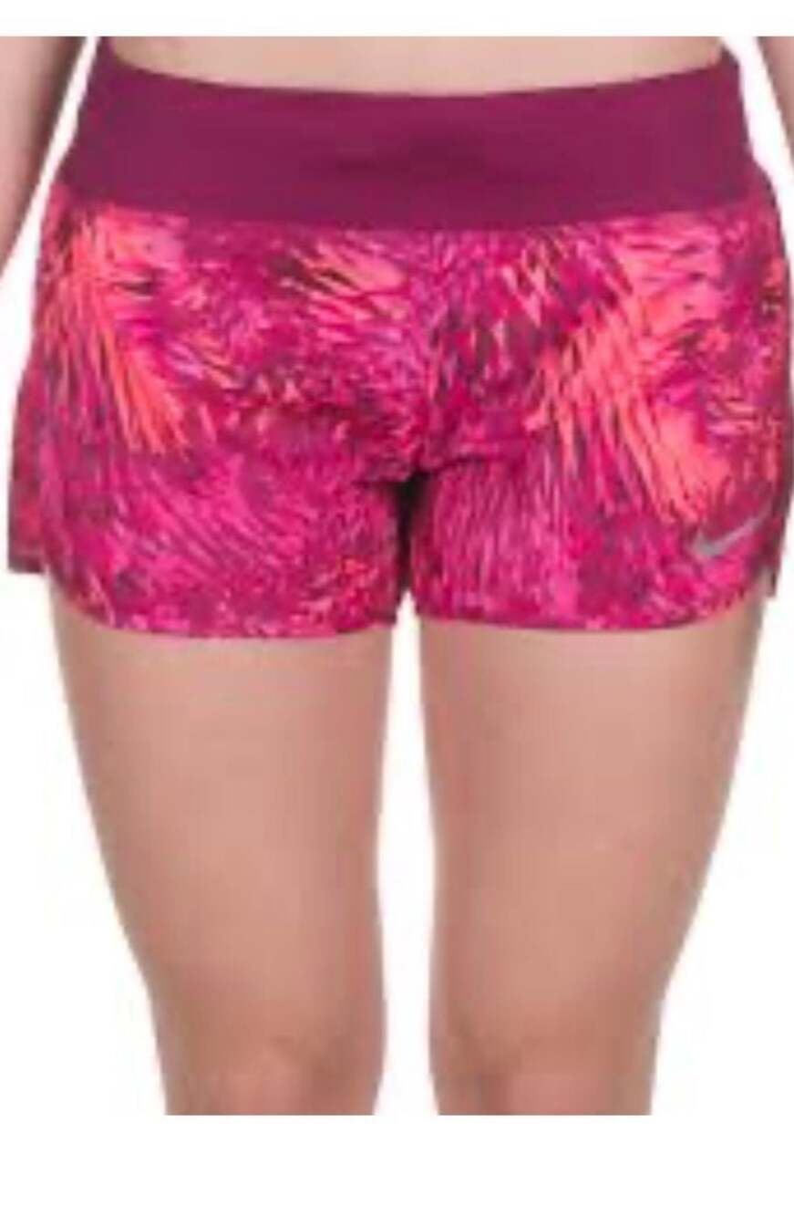 Nike Women's Dri-FIT Rival Printed Running Shorts in Pink Fuchsia Large